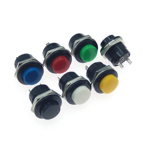 Imagen 2 del producto Interruptor de botón momentáneo, 2 piezas, 16mm, 6A/125VAC 3A/250VAC, interruptores redondos R13-507