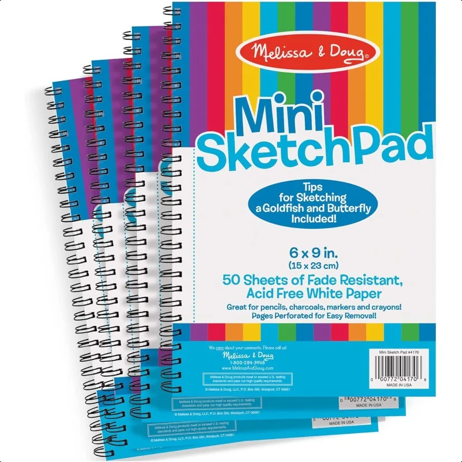 

MiniSketch SpiralBound Pad 6 x 9 дюймов, 4 упаковки, альбом для рисования, бумажные блокноты для рисования и раскраски