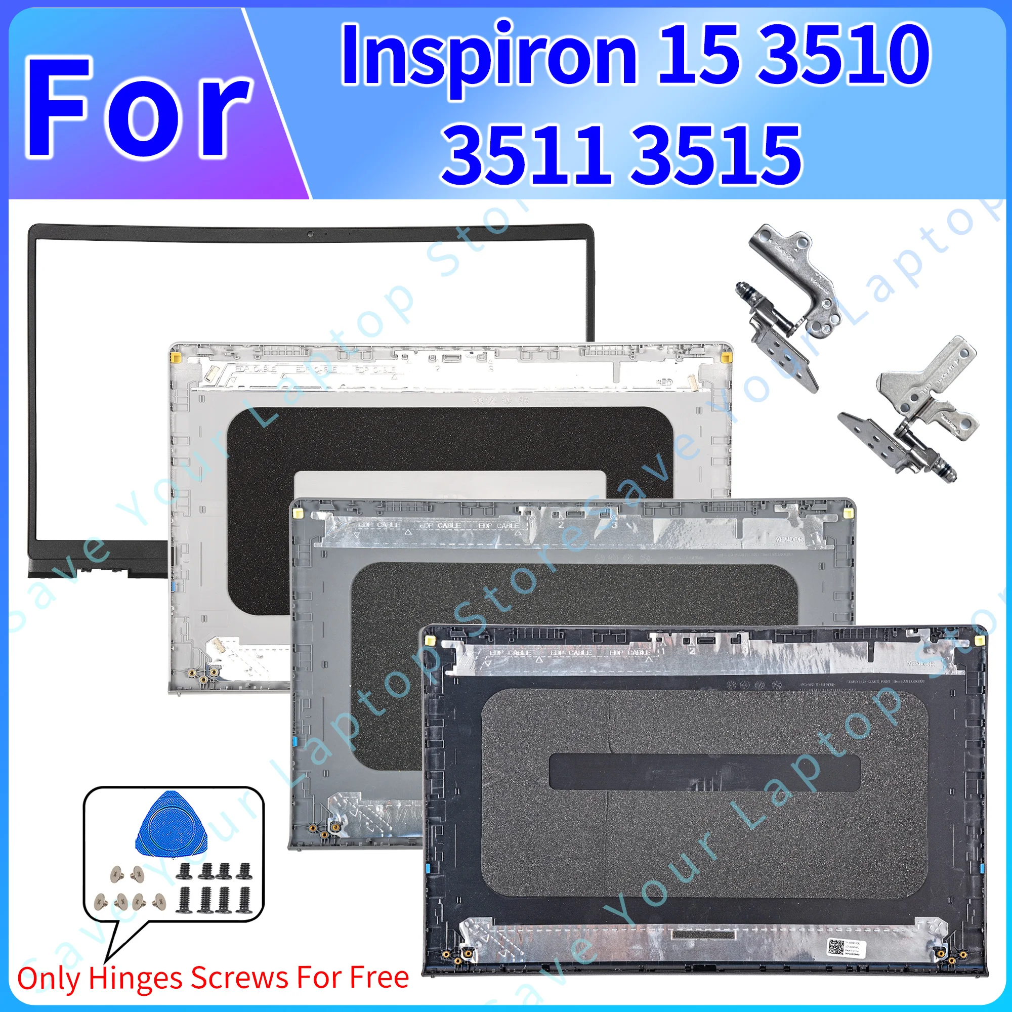 

NEW Parts For Inspiron 15 3510 3511 3515 Rear Lid TOP Case Laptop LCD Back Cover Bezel Hinges Repair 0DDM9D/0T4MT1/00WPN8