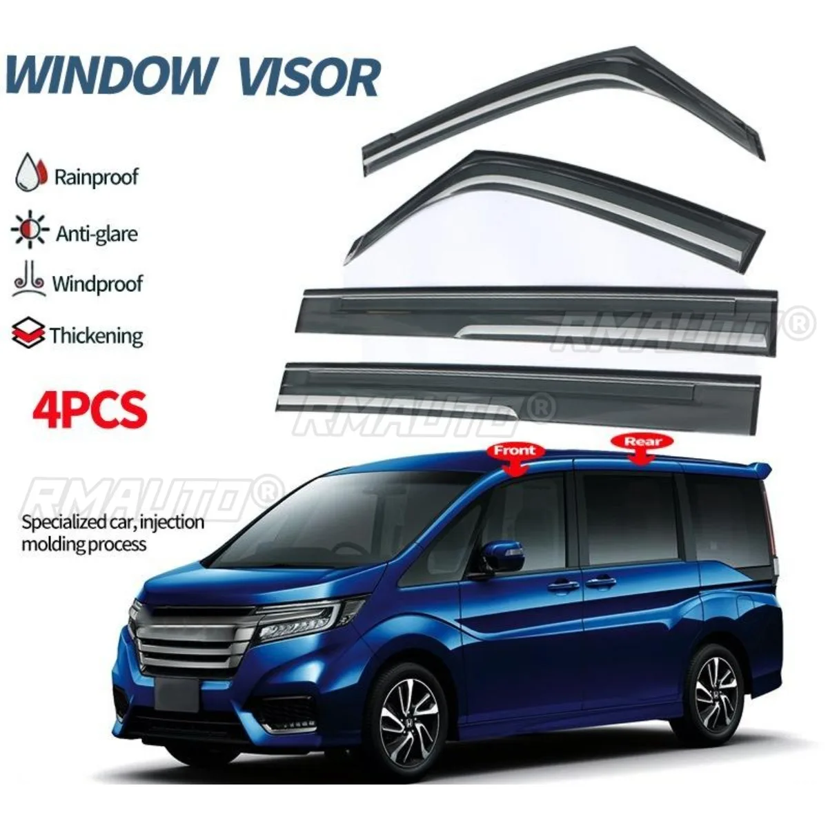 

For Honda Step Wgn RP 2015-2021 MUGEN Style Side Window Deflector Sun Rain Guards Window Visor Weather Shield Modification Part