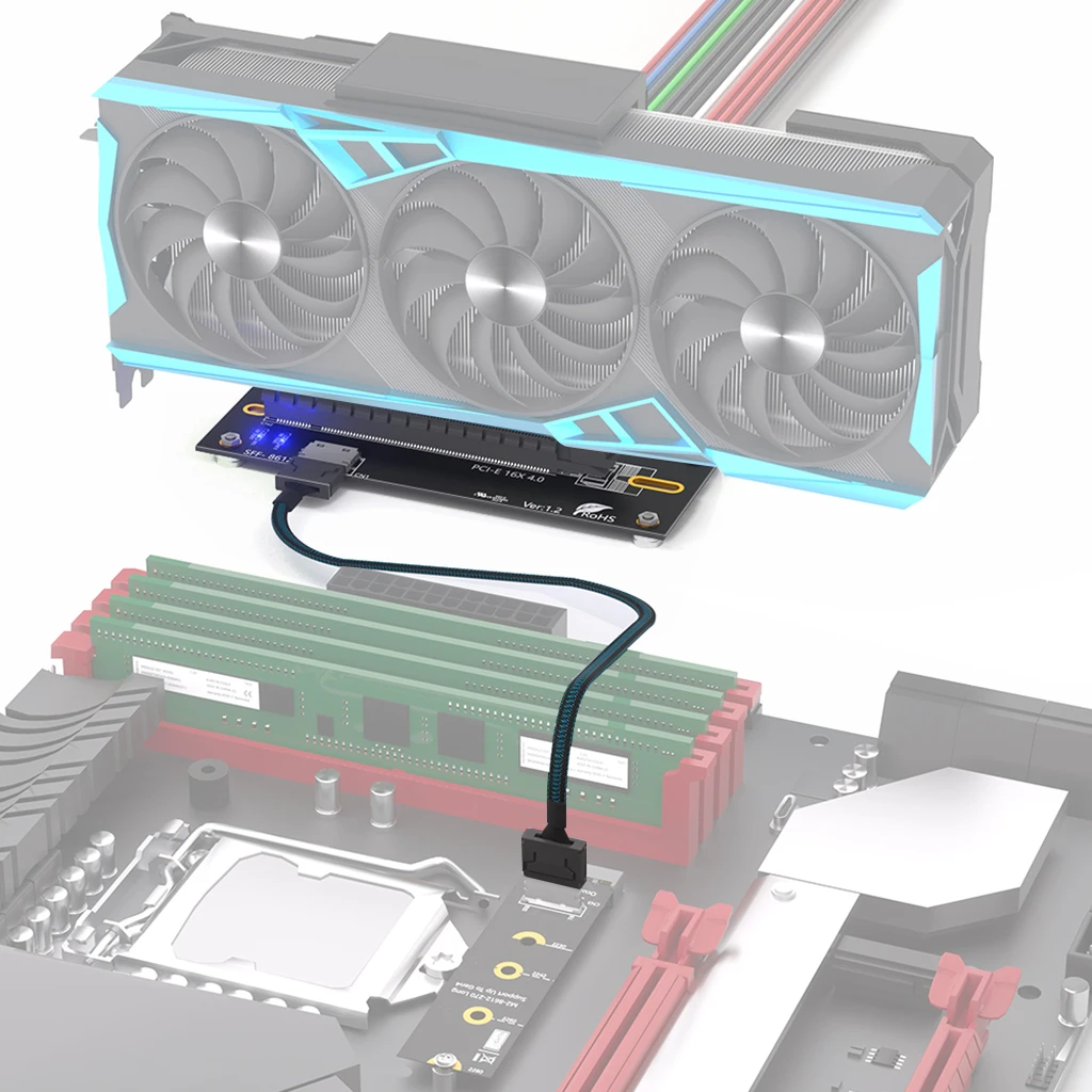 M.2 NVMe zu OCuLink PCIe 4.0 Adapter-Kit, für externe Grafikkarten EGPU & Mini-PC, inklusive Stromkabeln 24+6PIN – Detail 28