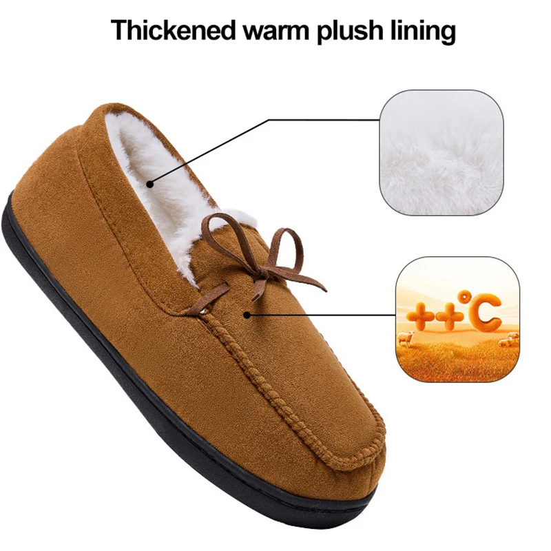 Pantoufles d'intérieur chaudes à enfiler pour femmes, chaussures en coton épais en peluche avec nœud papillon, pantoufles de maison en fausse fourrure douce et confortable, hiver