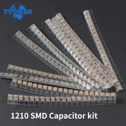 200PCS Capacitor SMD 1210 Assorted Set 0.1UF ~ 100UF 10 Kinds*20pcs Capacitors Pack 0.1UF 0.47UF 0.68UF 1UF 2.2UF 10UF 100UF