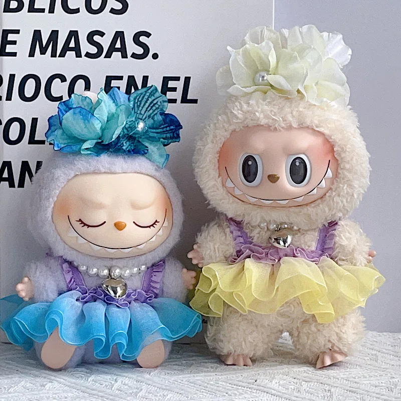 

17cm Labubu 1-3 Gen Doll Outfits | Yellow Blue Fairy Dress | Clothes for Labubu Plush Pendants Accessories