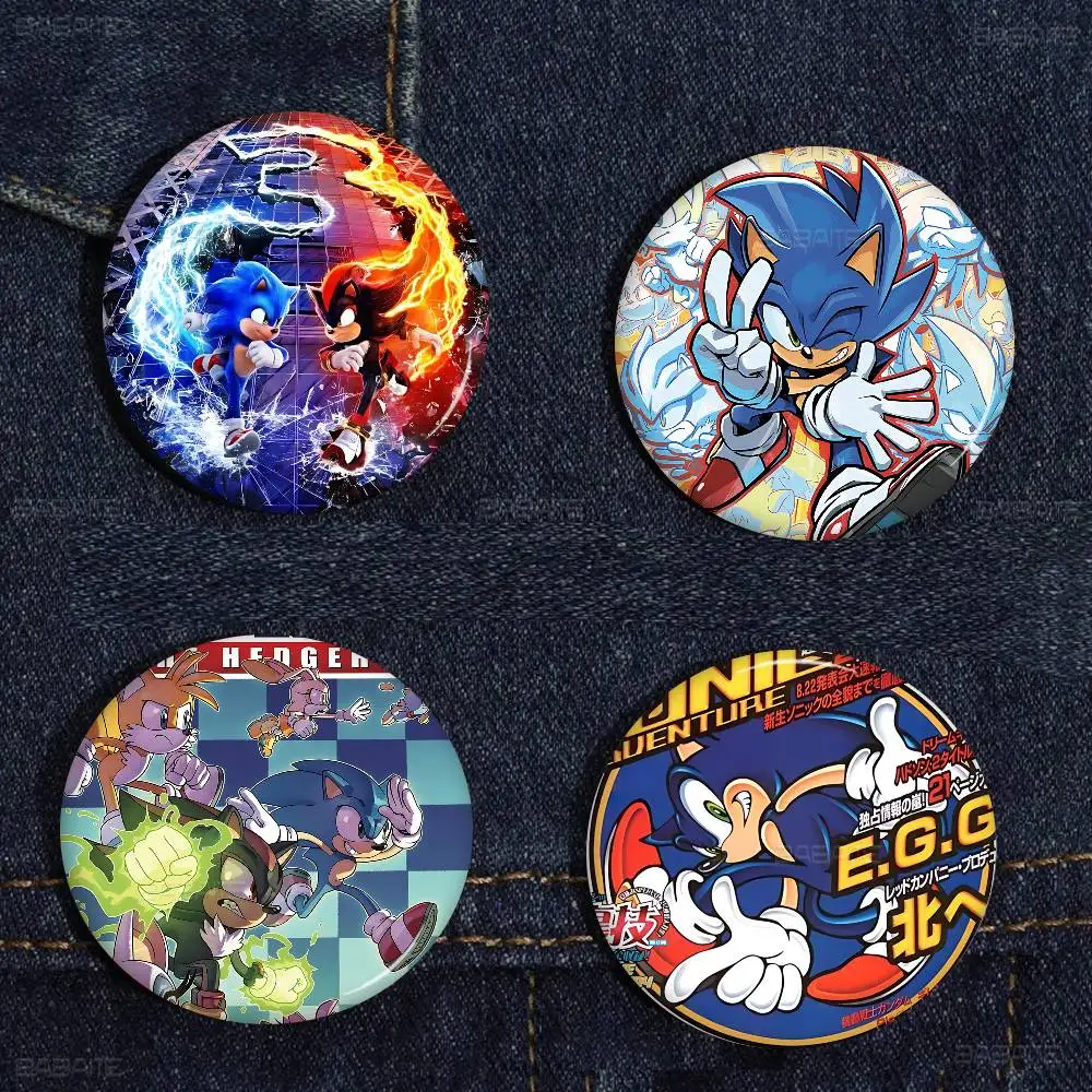 Popular Movie S-SonicS Anime Soft Button Pin Round Metal Badge Lapel Pin Parts Gift Friends Kid Jewelry