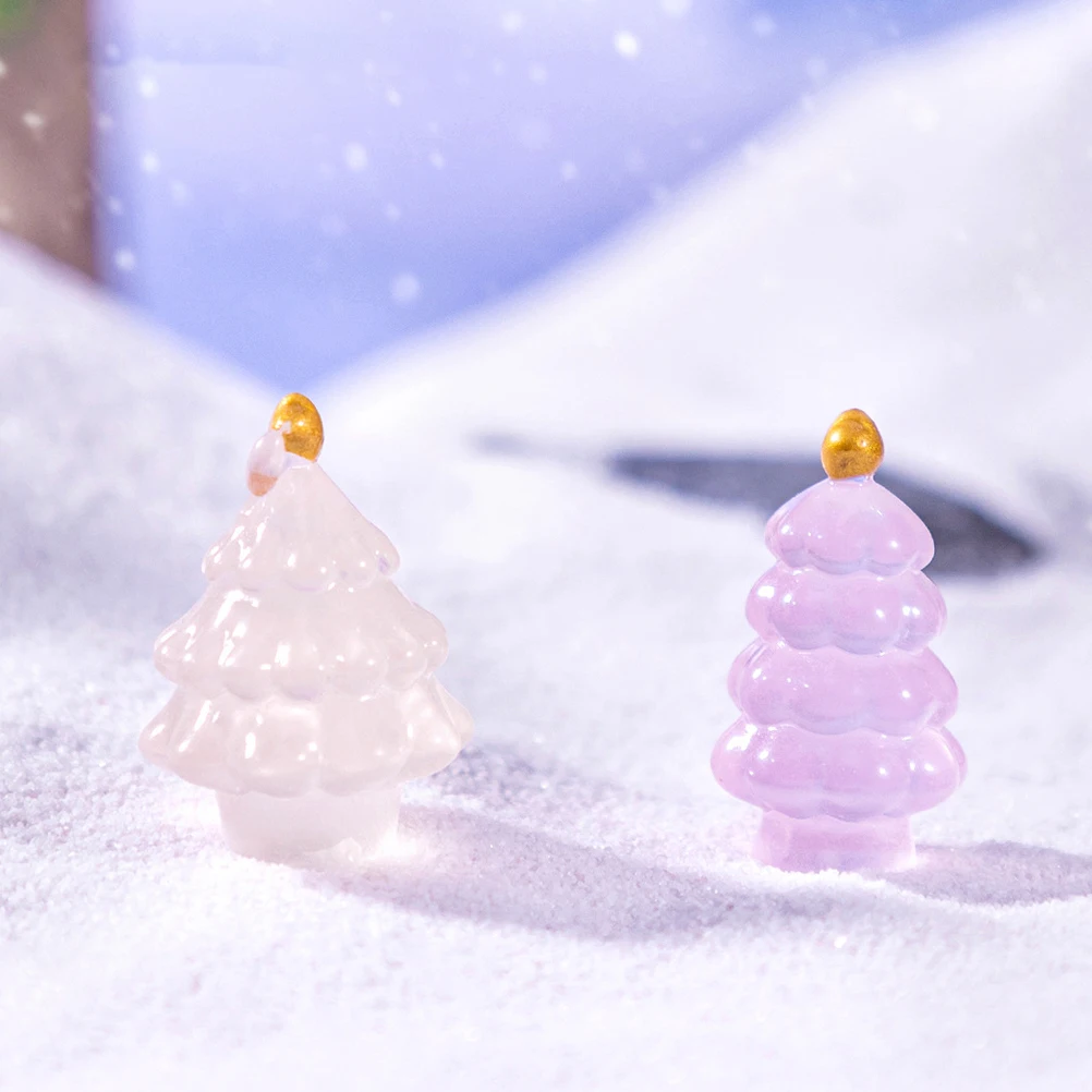 ไฟกลางคืนรูปต้นคริสต์มาสขนาดเล็ก 6 ชิ้น ของตกแต่งจิ๋วสุดน่ารักสำหรับงานประดิษฐ์วันหยุด ฉากหมู่บ้าน สร้างบรรยากาศเทศกาลในห้อง