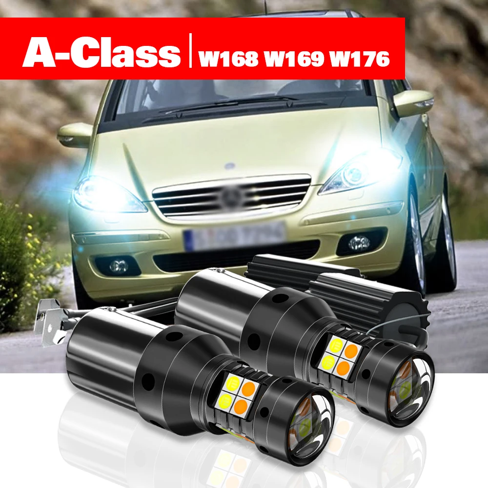 

For Mercedes Benz A-Class W168 W169 W176 1997-2018 Accessories 2pcs LED Dual Mode Turn Signal+Daytime Running Light DRL 2012