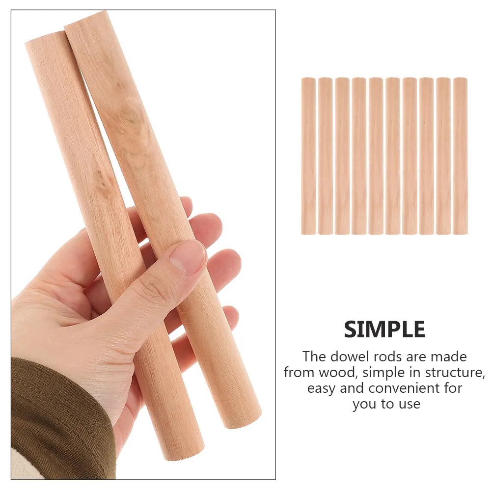 

10 Pcs Round Wood Dowel Rods for Craft Wooden Small Dowels Crafts Unfinished Sticks