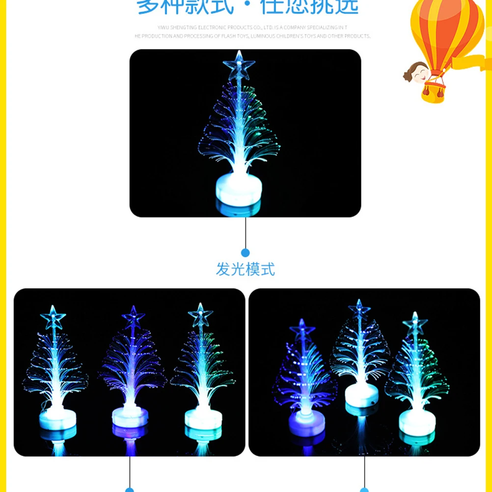 

3 Pcs Christmas Decoration Fiber Optical LED Tree Night Light Lamp Desktop White