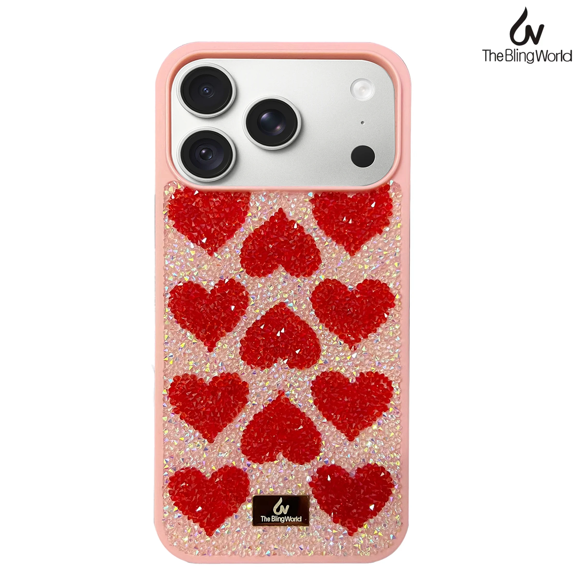 Fashion Crystal Love Phone Cover For IPhone 18 Pro Max 17 Air 16 15 14 Glitter Luxury Diamond Rhinestone Girls Shockproof Cover