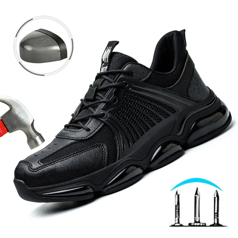 

New Men's Safety Shoes with Anti Smashing and Anti Stabbing Steel Toe Caps, Breathable and Comfortable, All Season Safety Shoes