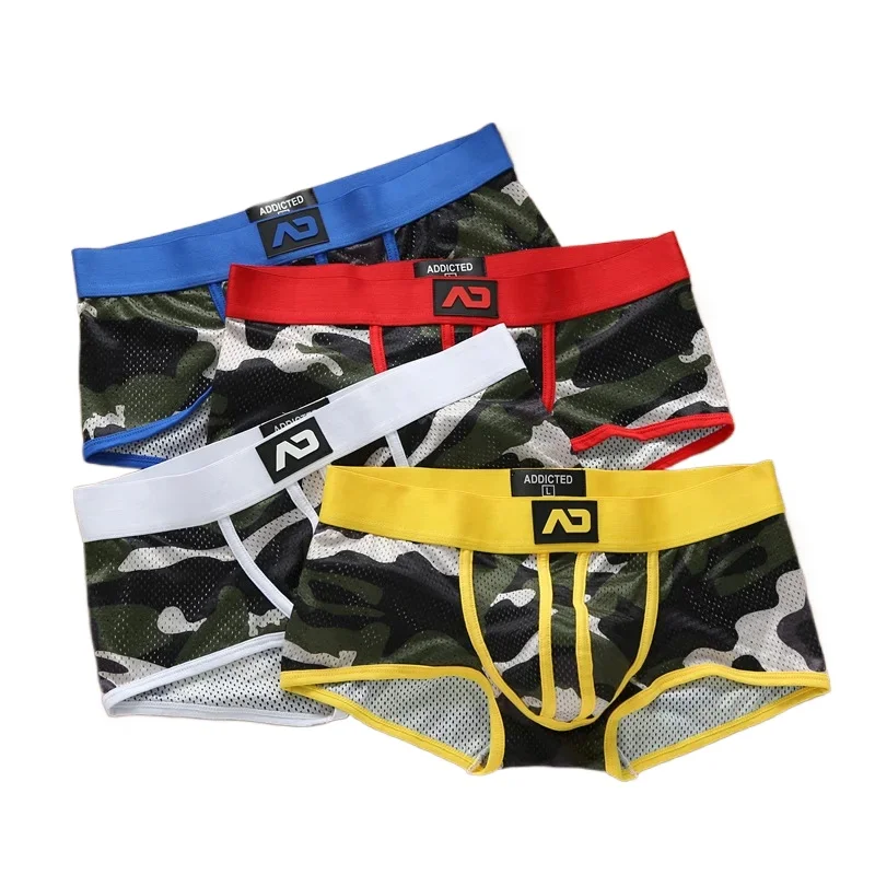 men nylon mesh breathable cool camouflage underwear boyshort boxers boxers.