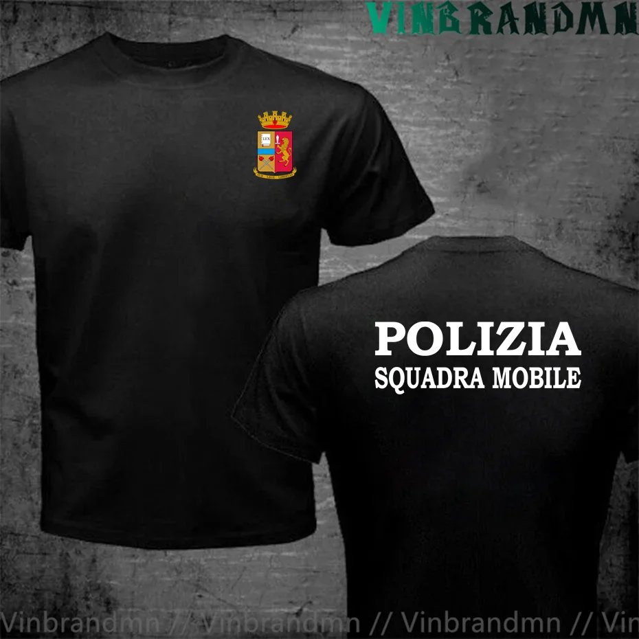 

Italian Polizia Di Stato Italia Italy Squadra Mobile T Shirt Men Funny Brand Clothing Men Printed Fashion Design tshirt Camiseta