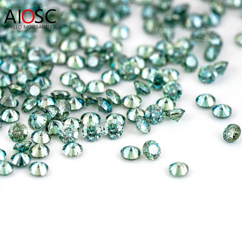 

AIOSC 1.0ct Green Loose Moissanites Stone Small Size 0.8mm-3.0mm VVS1 Gemstone Lab Grown Moissanite Diamonds Pass Diamond Tester