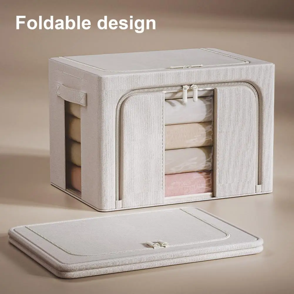 

Closet Organizer Stackable Clothes Storage Bins with Metal Frame Zipper Closure for Closet Organization Foldable Clothing