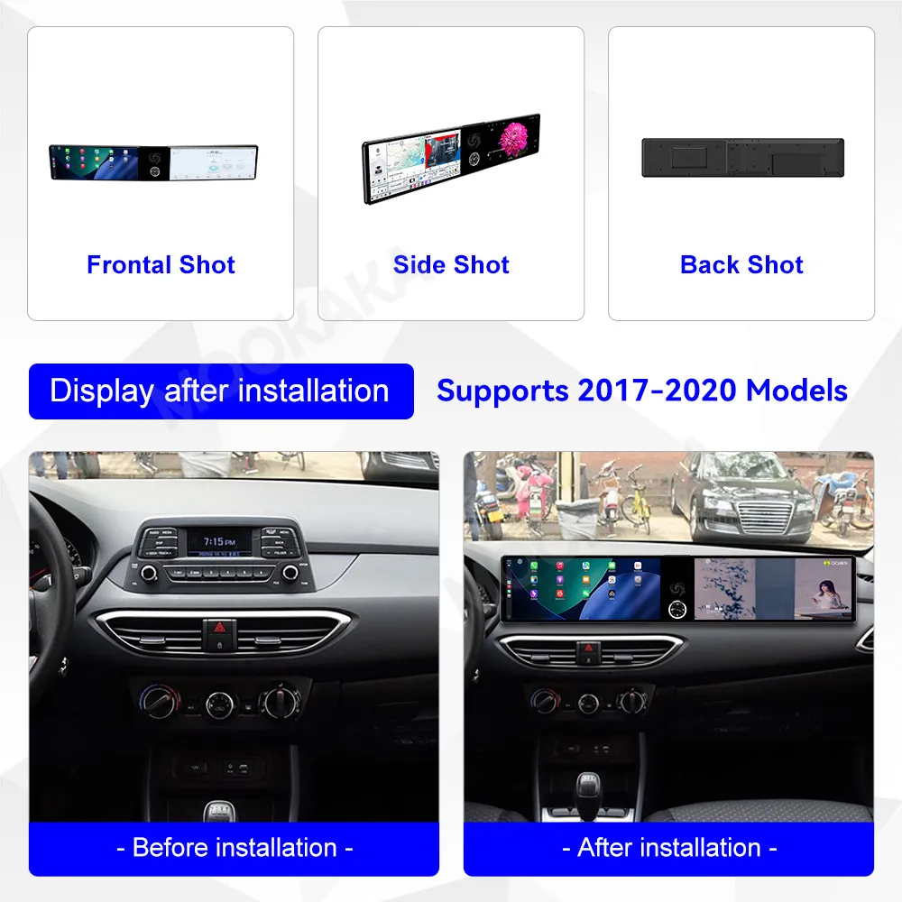 

12,3 "Android 13 двойной экран для Hyundai Elantra 2017 2018 2019 2020 автомобильный радиоприемник мультимедийный плеер навигация GPS Carplay WIFI DSP