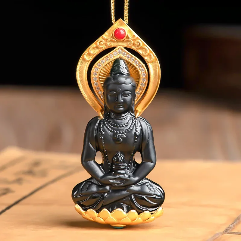 burmese-jade-guanyin-pendant-black-gemstones-925-silver-choker-necklace-designer-jadeite-carved-talismans-natural-luxury-man