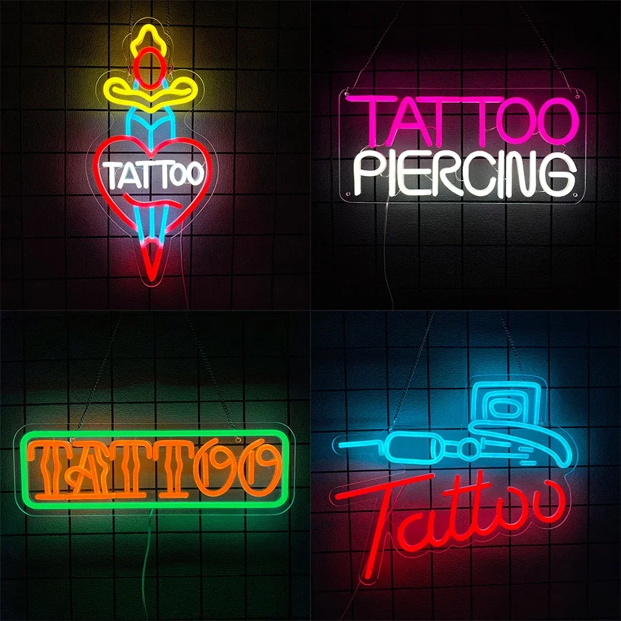 

Tattoo Piercing Neon Signs For Wall Decor, Led Wall Lamp Usb Powered For Salon Studios, Tattoo Shop Decor, Easy To Hanging.