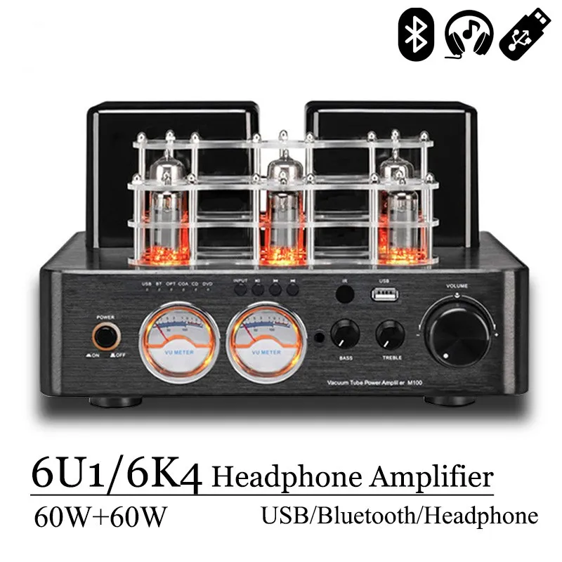 

Remote Control VOSE M100 Bluetooth 5.0 120W*2 Stereo 6U1 6K4 VU Meter Vacuum Tube Home Audio Headphone Amplifier