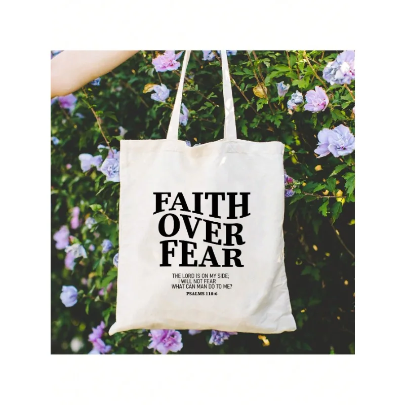 2pcs Large Capacity Canvas Bible Handbag Jesus Letter Printed Shoulder Skull Women's Casual Christian Shopping Bag Daily Gifts