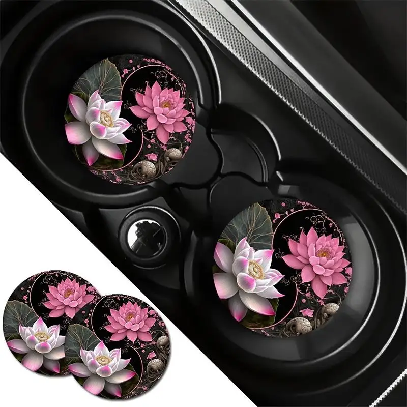 Lotus Absorbent Coaster, Designed Specifically For Car Cup Holders, Suitable For Home And Office Use