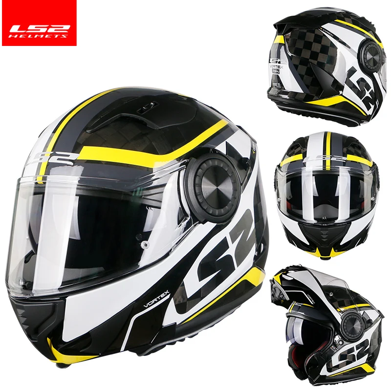 

Original LS2 Brand FF313 24K Carbon Fiber Material Full Face Helmets Motorcycle Light Weight Dual Lens Flip up Helmets