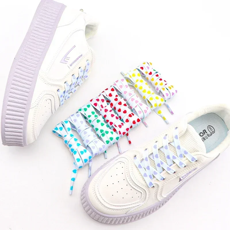 Flat Shoelace Love Heart Shoelaces for Sneakers Casual High Canvas Shoe Laces for AF1/AJ1 Women Men Shoestrings Shoes Accesories