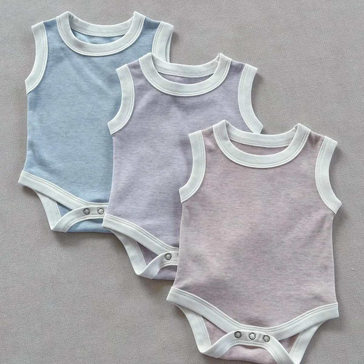 

2026 Summer New Baby Sleeveless Bodysuit Solid Infant Boy Girl Thin Simple Casual Jumpsuit Cotton Newborn Clothes 0-24M