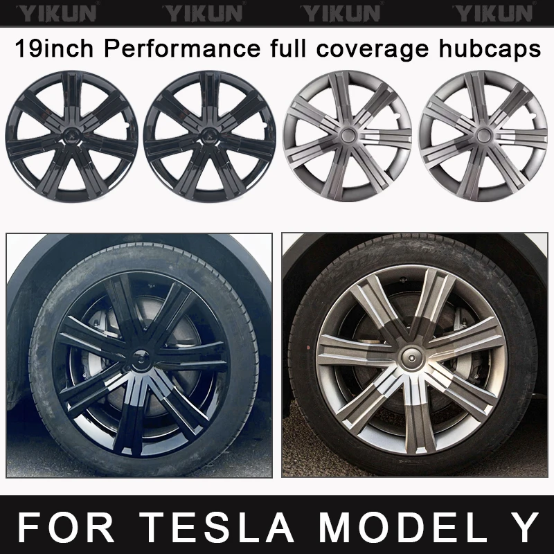 

4PCS Hub Cap Performance Replacement Wheel Cap Automobile Full Rim Cover Accessories for Tesla Model Y 19 Inch Hubcap 2021-2024