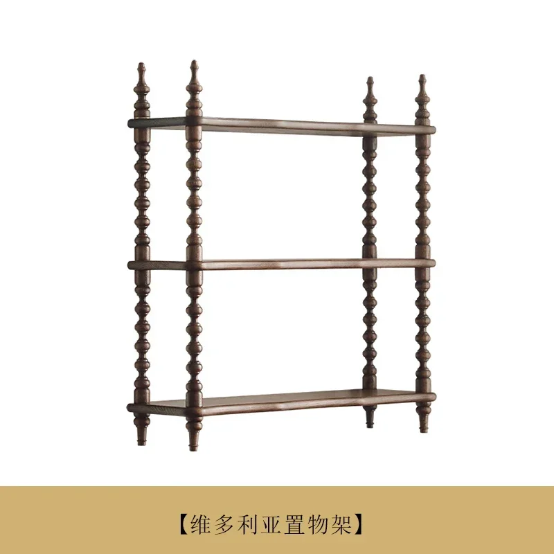 

Zhiyin Vintage Japanese Storage Shelf French Medieval Solid Wood Display Grid Coffee Shop Dessert Tea Cup Shelf Storage Shelf