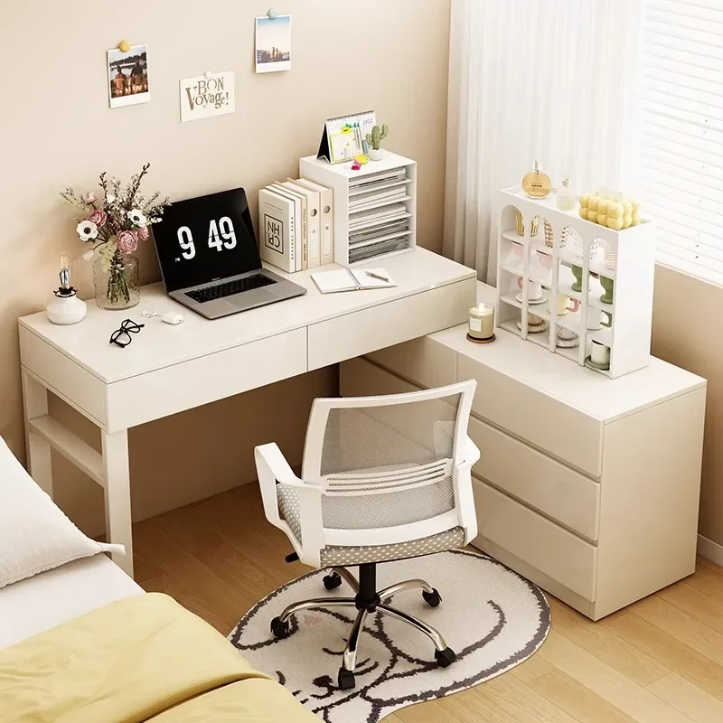 Office Computer Desk Makeup Table Room Bedroom Home Desk Bookshelf Integrated Bucket Cabinet Light