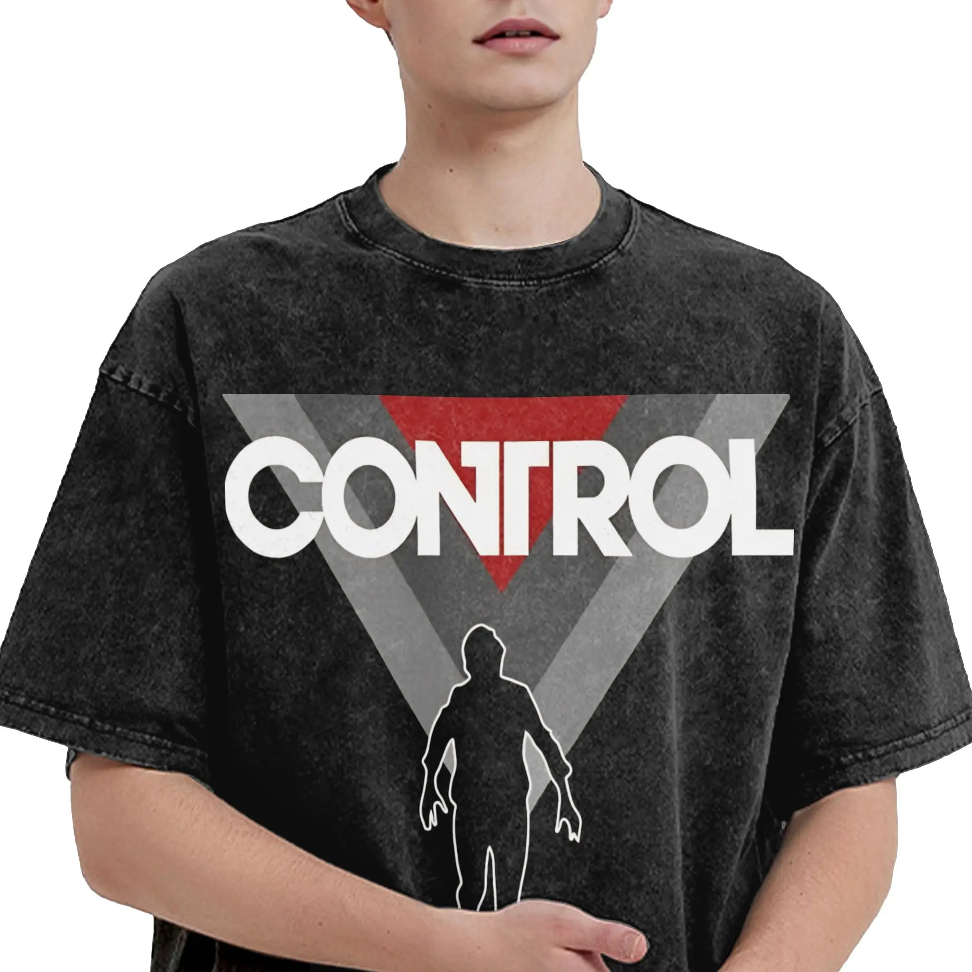 Jesse Control Accessories Washed T Shirts for Men Women Streetwear Hip Hop T-Shirts Printed  Tees Short Sleeve