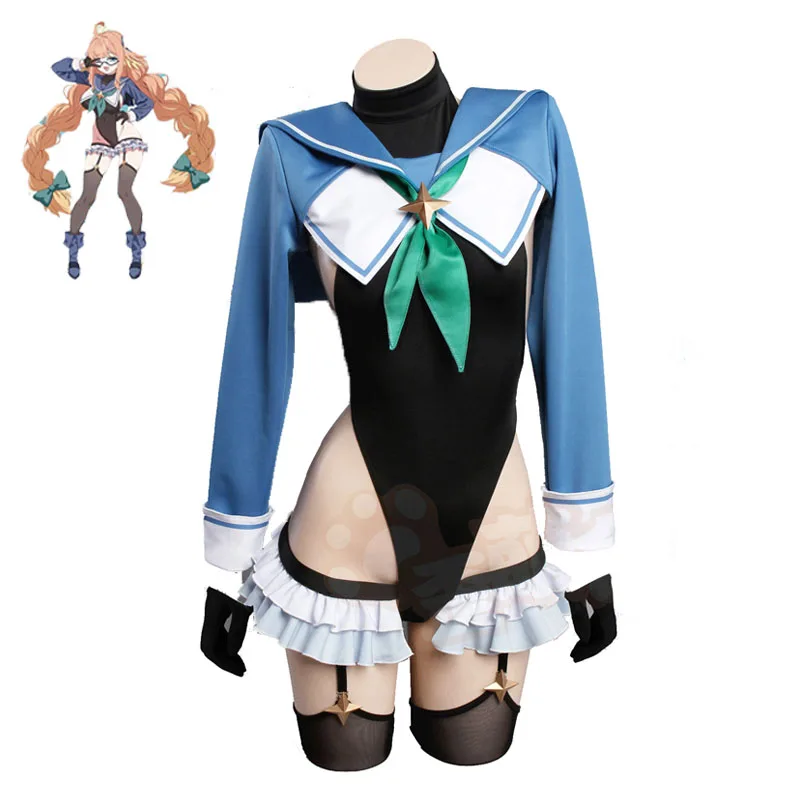 

Blue Archive Endou Shimiko Cosplay Costume Wigs Women Sexy Bodysuit Uniform Sailor jumpsuit Set Halloween Carnival Party Clothes