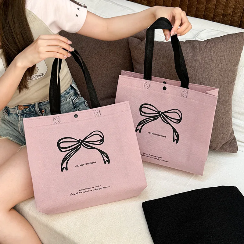 Custom.Bowknot Non-Woven Handbag Clothing Store Collect Clothes Good-Looking High-End Shopping Bags