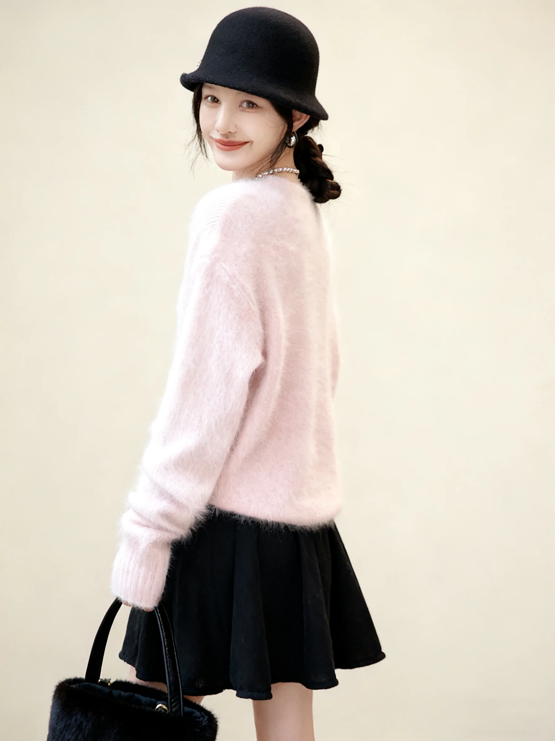 Chic Lazy Sle round Ne Maglione da donna Lungo Sve Autunno Inverno Faion Piccolo irt Pendolarismo Sle Vestibilità ampia Medio Softn