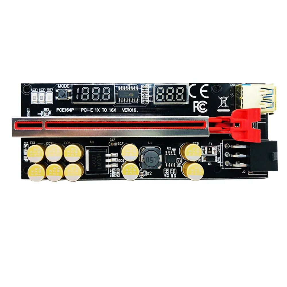 1-10 قطعة أحدث PCI Express X16 التعدين الناهض 016 V016 الناهض درجة الحرارة الجهد 3 RGB LED 6P USB VER016 PCIE الناهض لبطاقة الفيديو