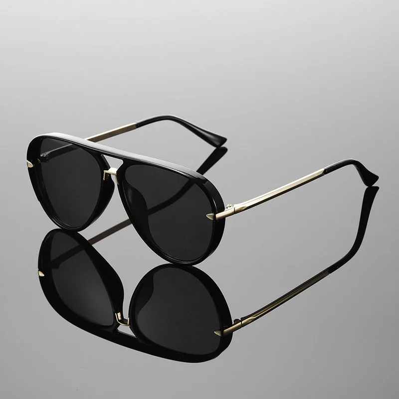 KAMMPT Fashion Retro Pilot Decor Shades Women Stylish Brand Design Sunglasses Oversize Vintage Metal Driving Anti UV Sun Glasses