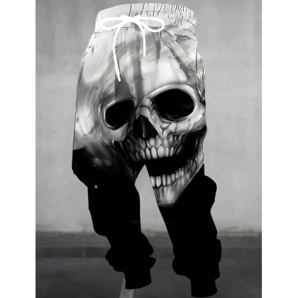 

2026 new 1 men's casual abstract leopard print jogging pants 100% polyester light stretch men's pocket rope sports pants