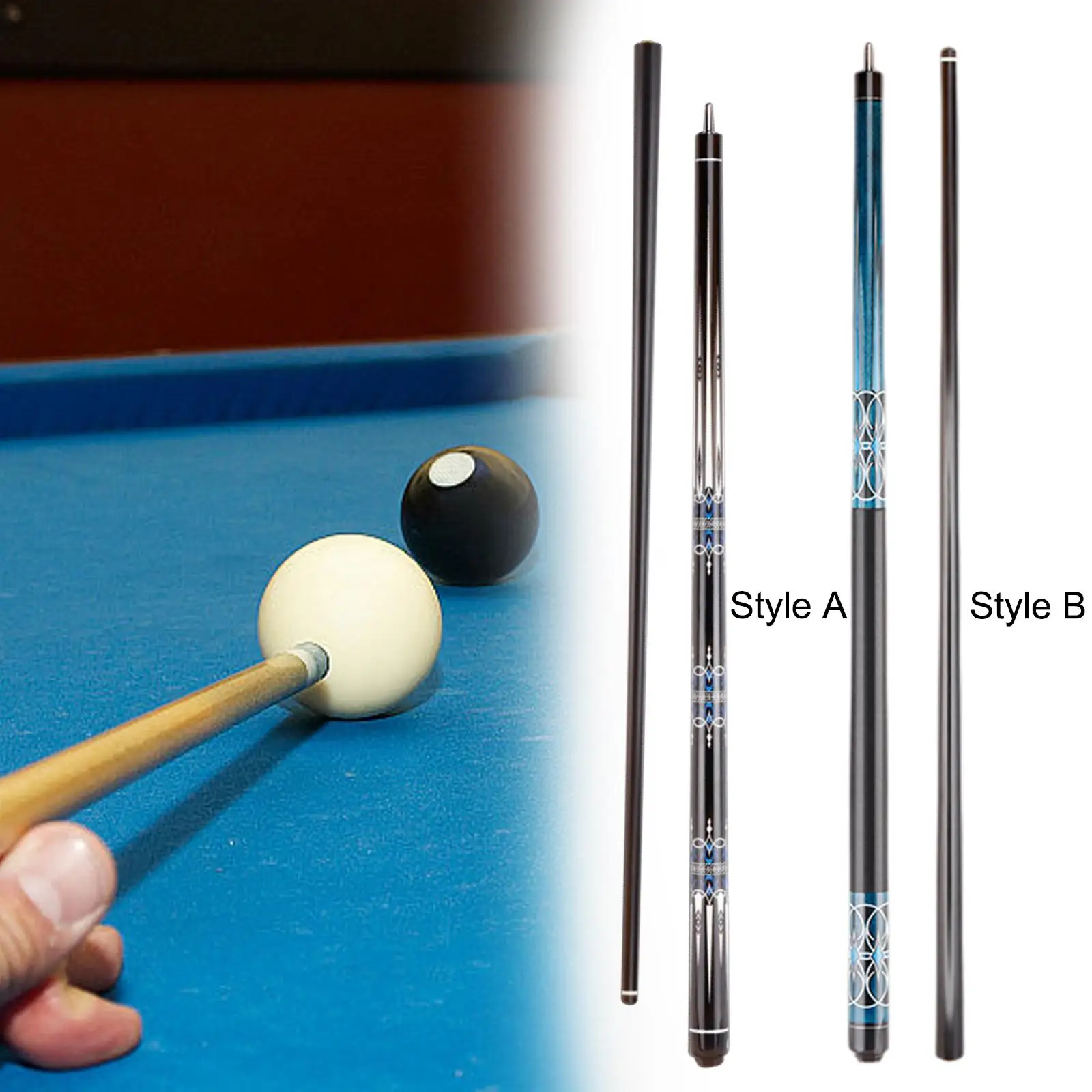 Pool Cue, Snooker Cue, Carbon Fiber 58inch 1/2 Split Segmented 12.5mm Tip Billiard Cue, Billiard Pool Stick for Adults