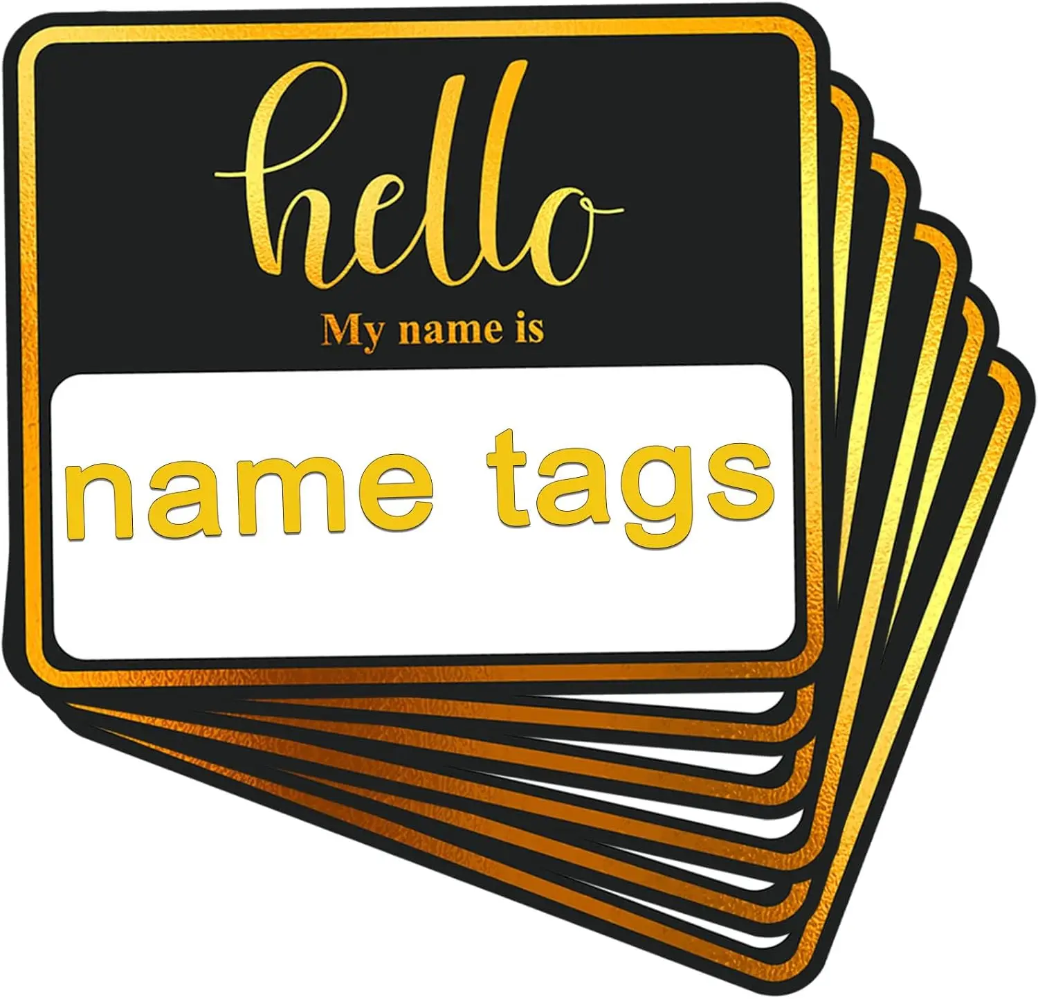 

180 PCS Hello My Name is Name Tag, Gold Foil Name Tags Sticker, 2.5 × 3 Inch Large Name Labels, Black