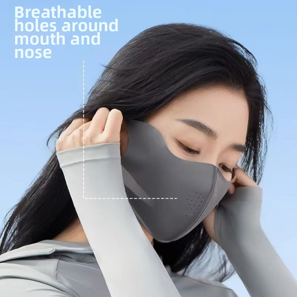 New Breathable Sun Protection Mask Anti-UV UPF50+ Face Cover Multiple Color Washable Cooling Mask Unisex