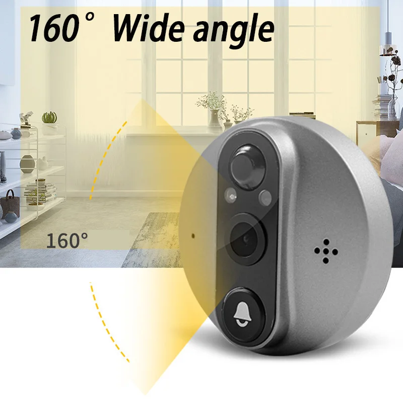 4.3 Inch Smart 1080P WiFi Doorbell Eye Peephole Camera 160° Wide Angle PIR Night Vision Infrared Door Digital Viewer