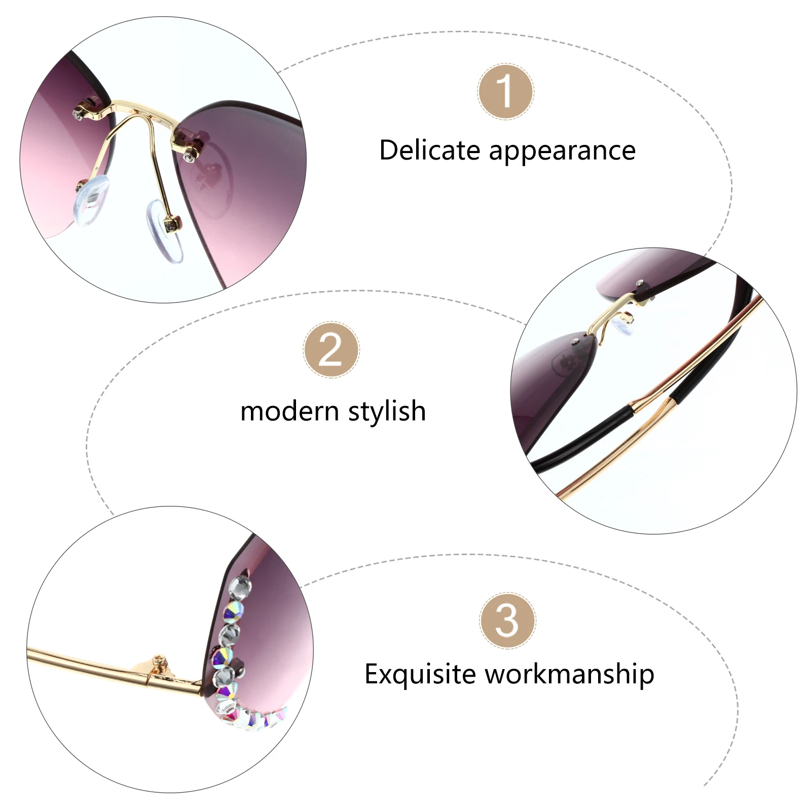 

1pc Uv Protection Sunglasses For Women Rimless Delicate Eyewear Funny Glasses Decor Party Supplies Photo Props Fashionable