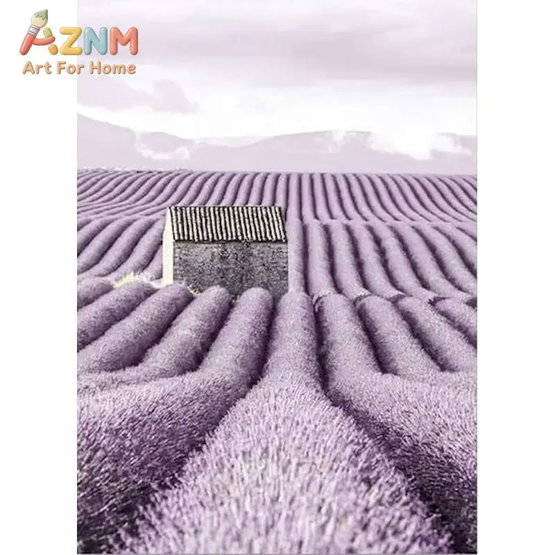 AZNM Purple Lavender Canvas Wall Art, Eiffel Tower Castle Rose Dandelion Scenery Photography Print, Romantic Bedroom Home Decor,