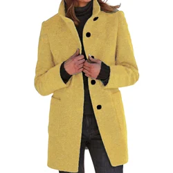Cardigan Coat Women Clothes Warm Autumn 2024 Fashion Versatile Loose Fitting Retro Button Stand Collar Long Sleeve Overcoat