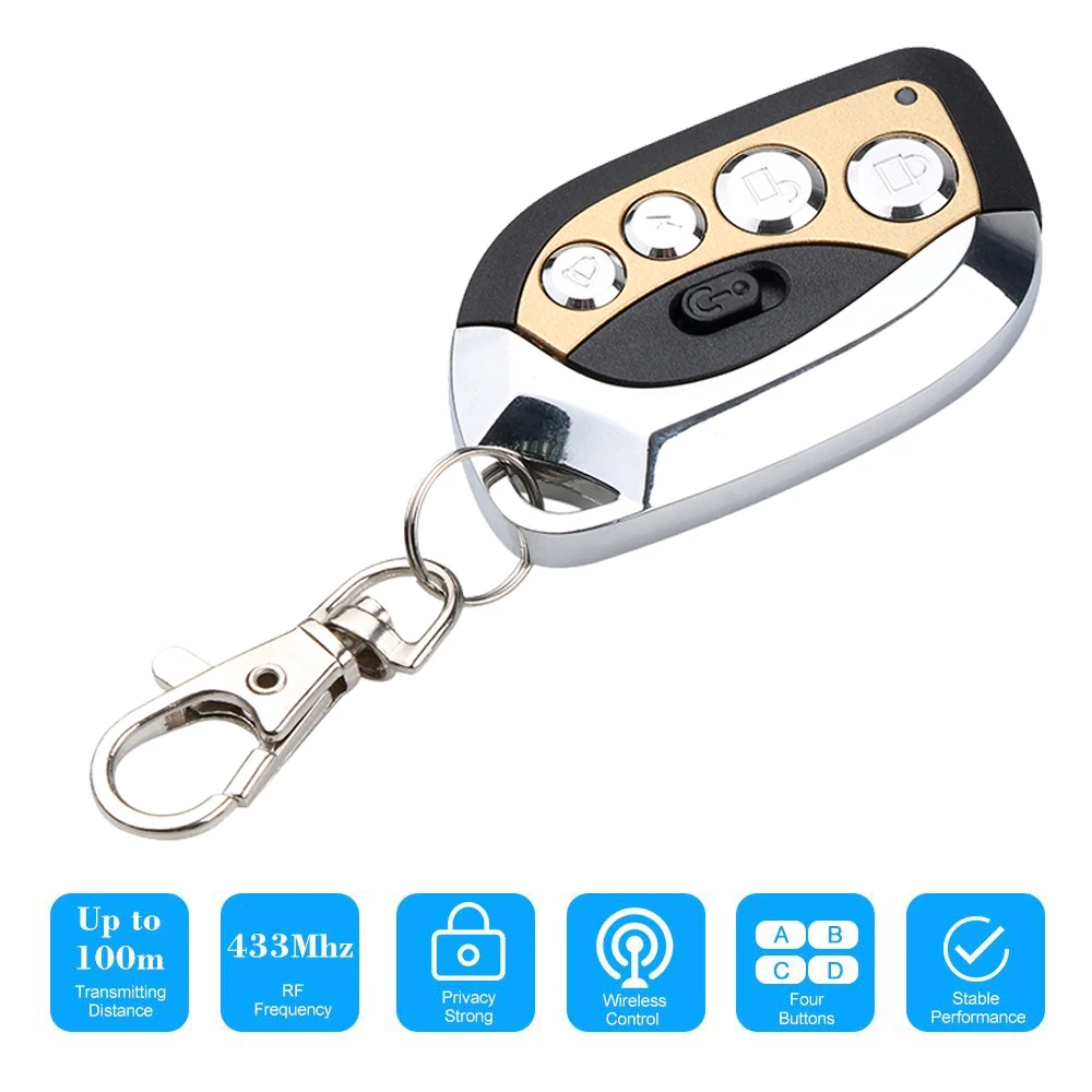 433MHz Wireless Auto Remote Control Duplicator with Power Switch Battery Adjustable Frequency Car Keychain for Alarm Motorcycle