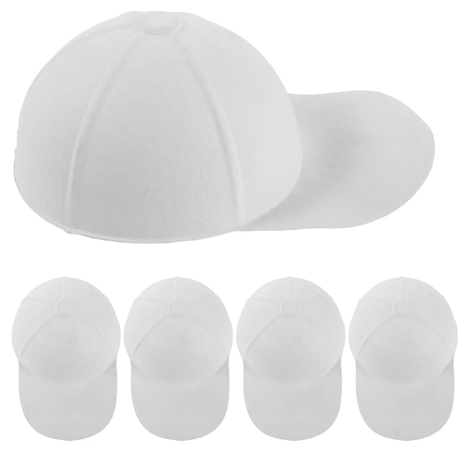 5Pcs Hand-Painted Baseball Caps Blank White Paper Caps Ideal for DIY Art Craft Painting Family and Team Activities