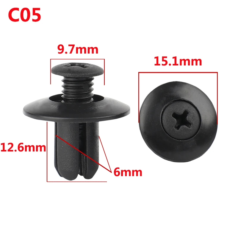 Auto Fastening Clip Fixing Pin Nylon Rivet Fender Push Retainer Pin Rivet Bumper Trim Panel Retainer for Door Trim Panel Vehicle