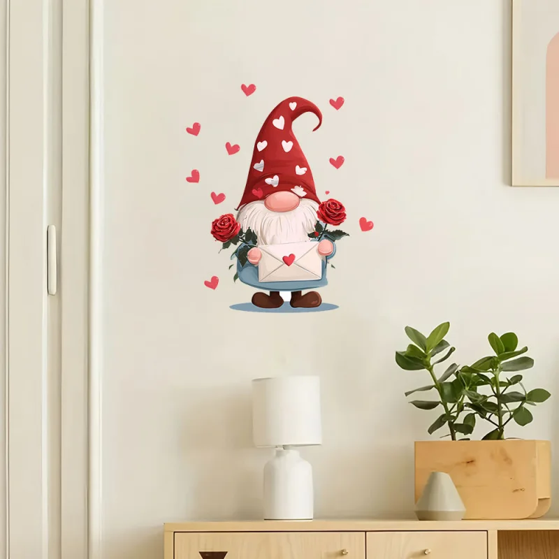 

Valentine's Watercolor Love Dwarf Wall Sticker, Self-Adhesive Home Bedroom Living Room Background Decor