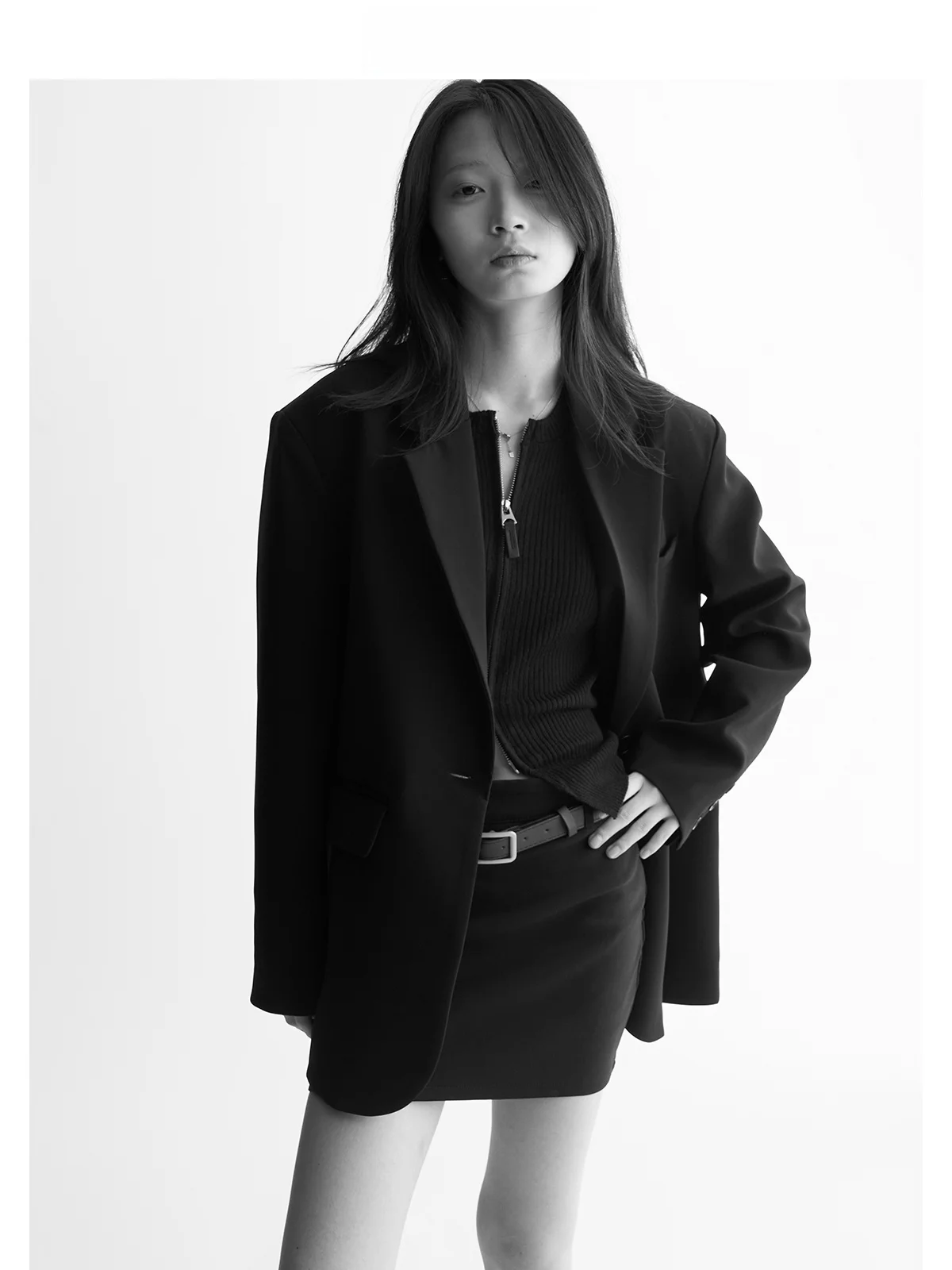 

LUNDLUND Bla костюм Jaet женский повседневный свободный костюм корейская версия утягивающий топ весна осень на молнии длинный све